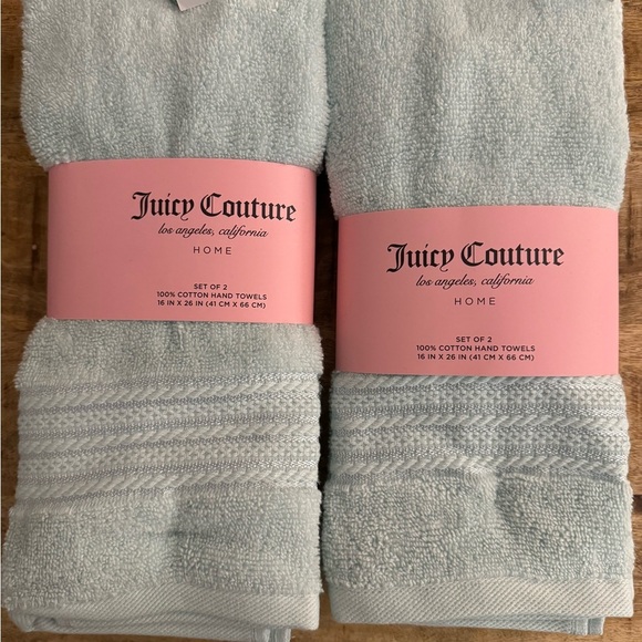Juicy Couture Other - Juicy Couture Light Blue Hand Towels Set of 2 - contains 4! NEW NWT